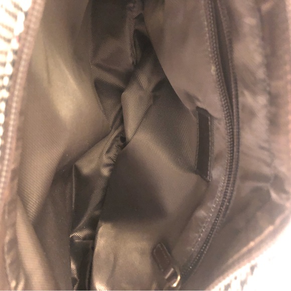 Lauren Ralph Lauren Brown Houndstooth Chevron Shoulder Strap Hand Bag - Picture 5 of 6